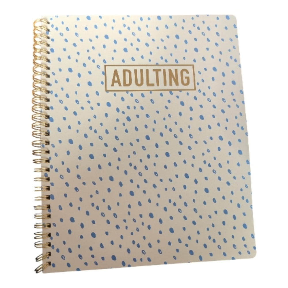 "Adulting" Blue Dot Spiral Planner Unmarked NWT